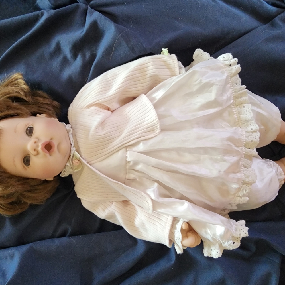 Adorable Cream Doll with Brown Hair